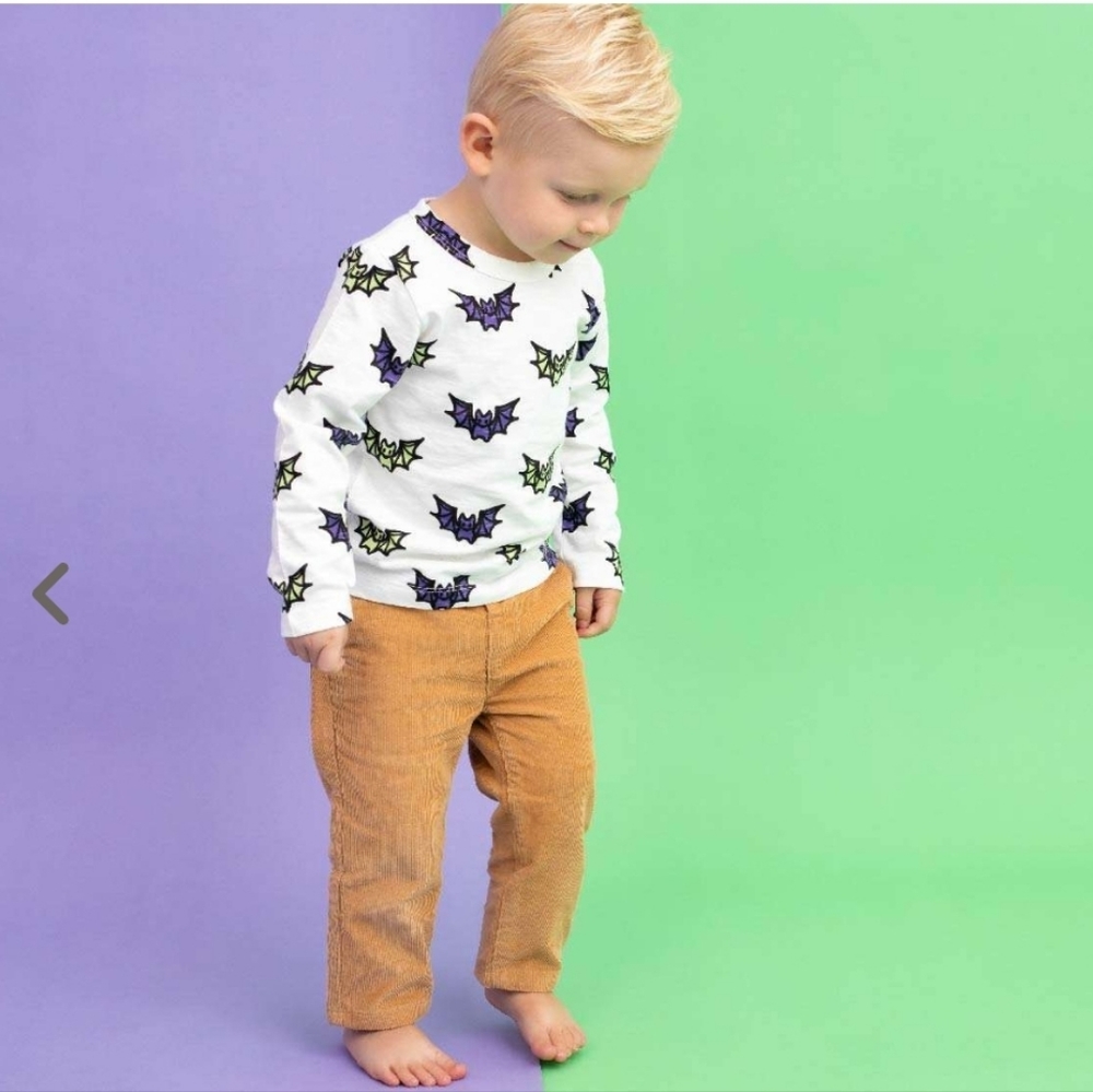 Monica + Andy Long Sleeve Crew Neck Tee in Halloween Bats| Size 2T